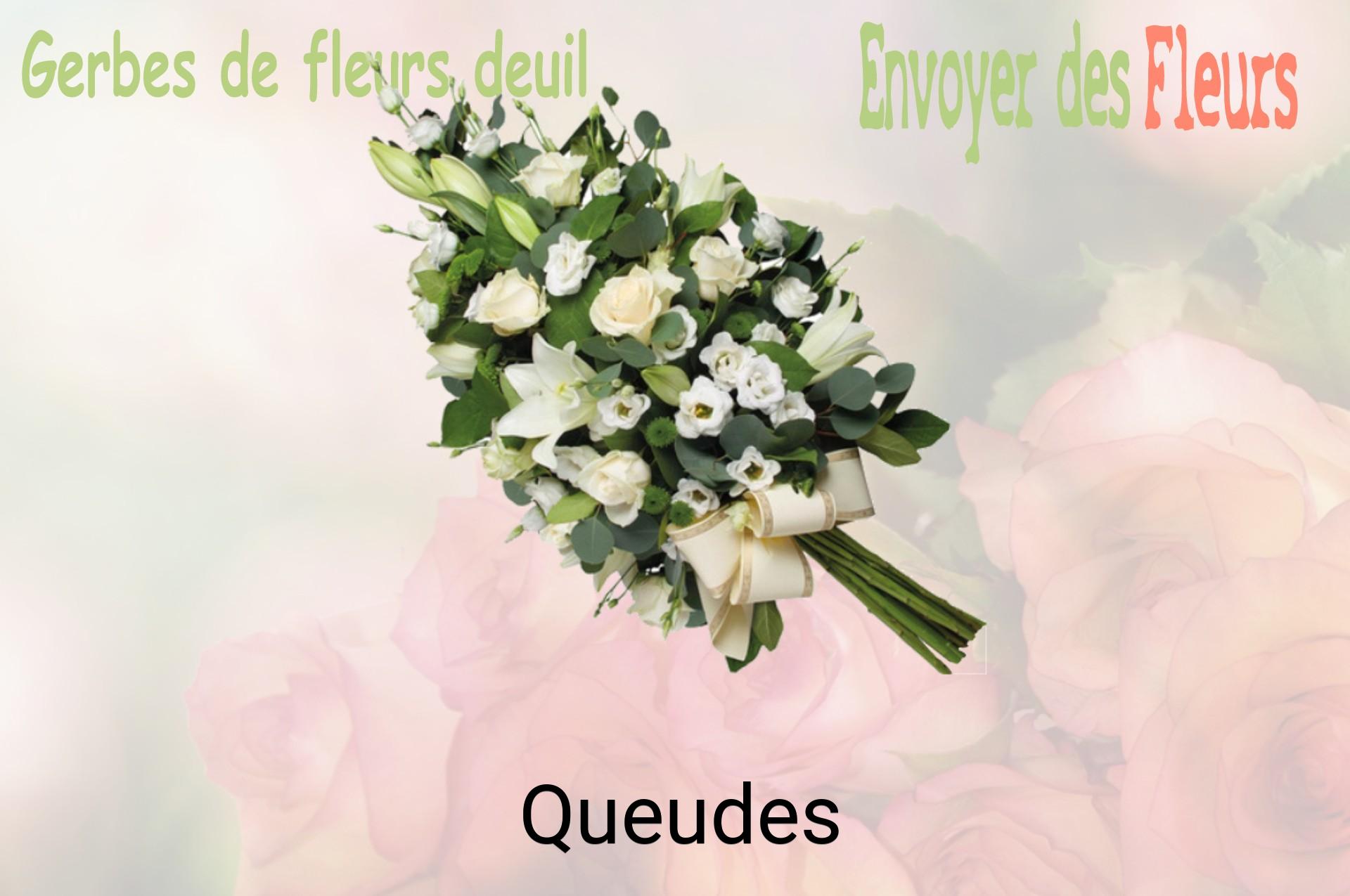 Gerbe de fleurs de deuil livrée à Queudes